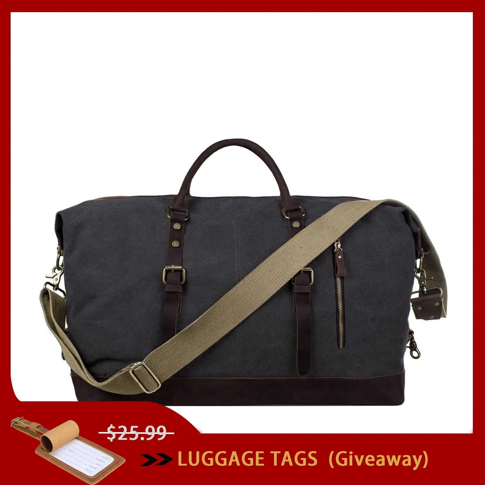 60L Canvas Weekender Duffle Bag