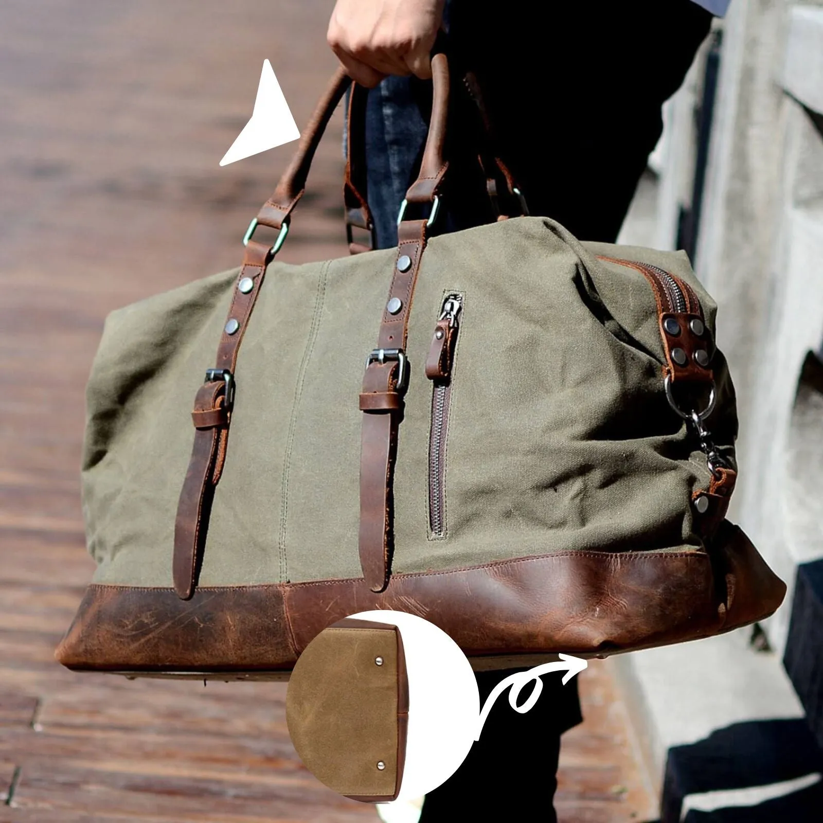 60L Canvas Weekender Duffle Bag