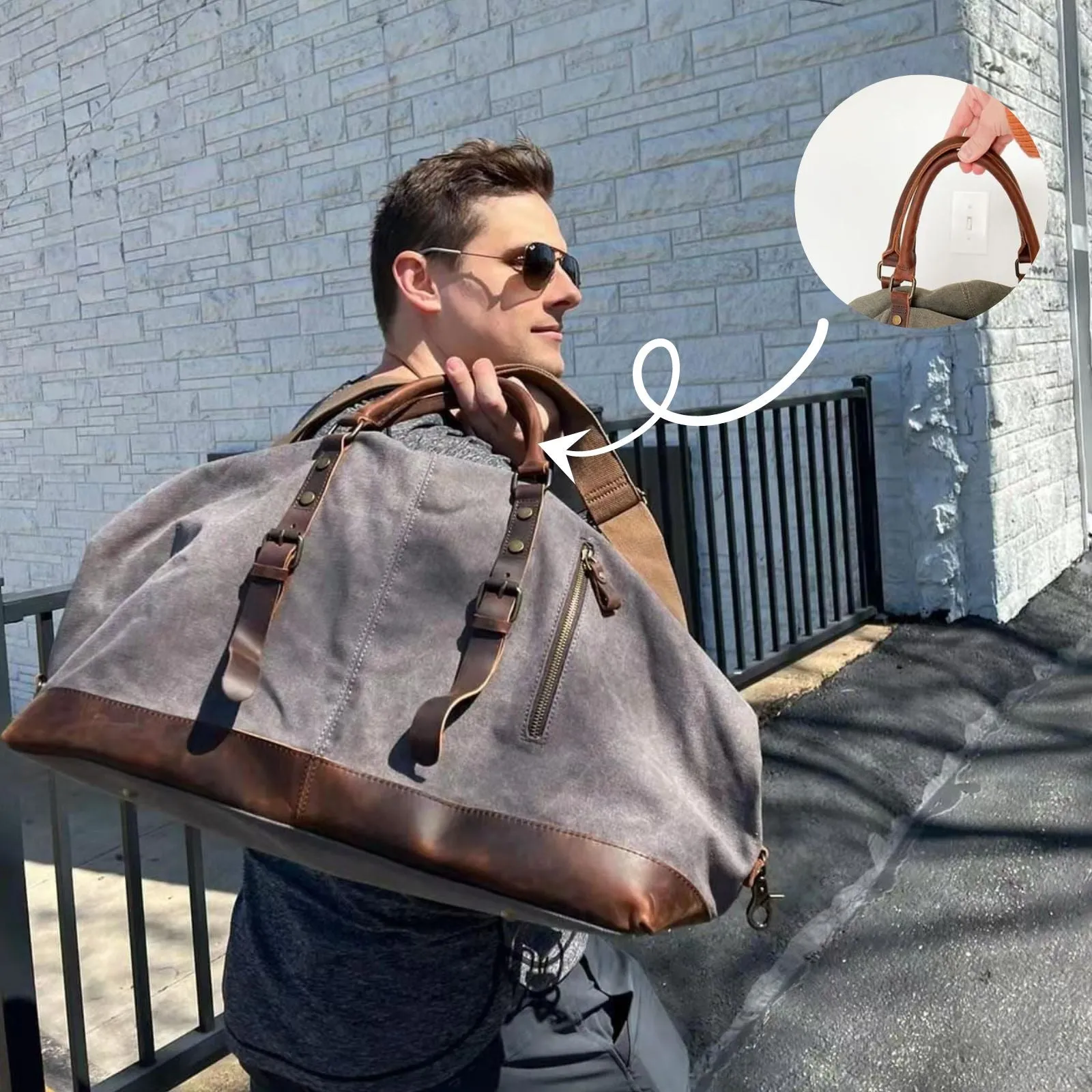 60L Canvas Weekender Duffle Bag