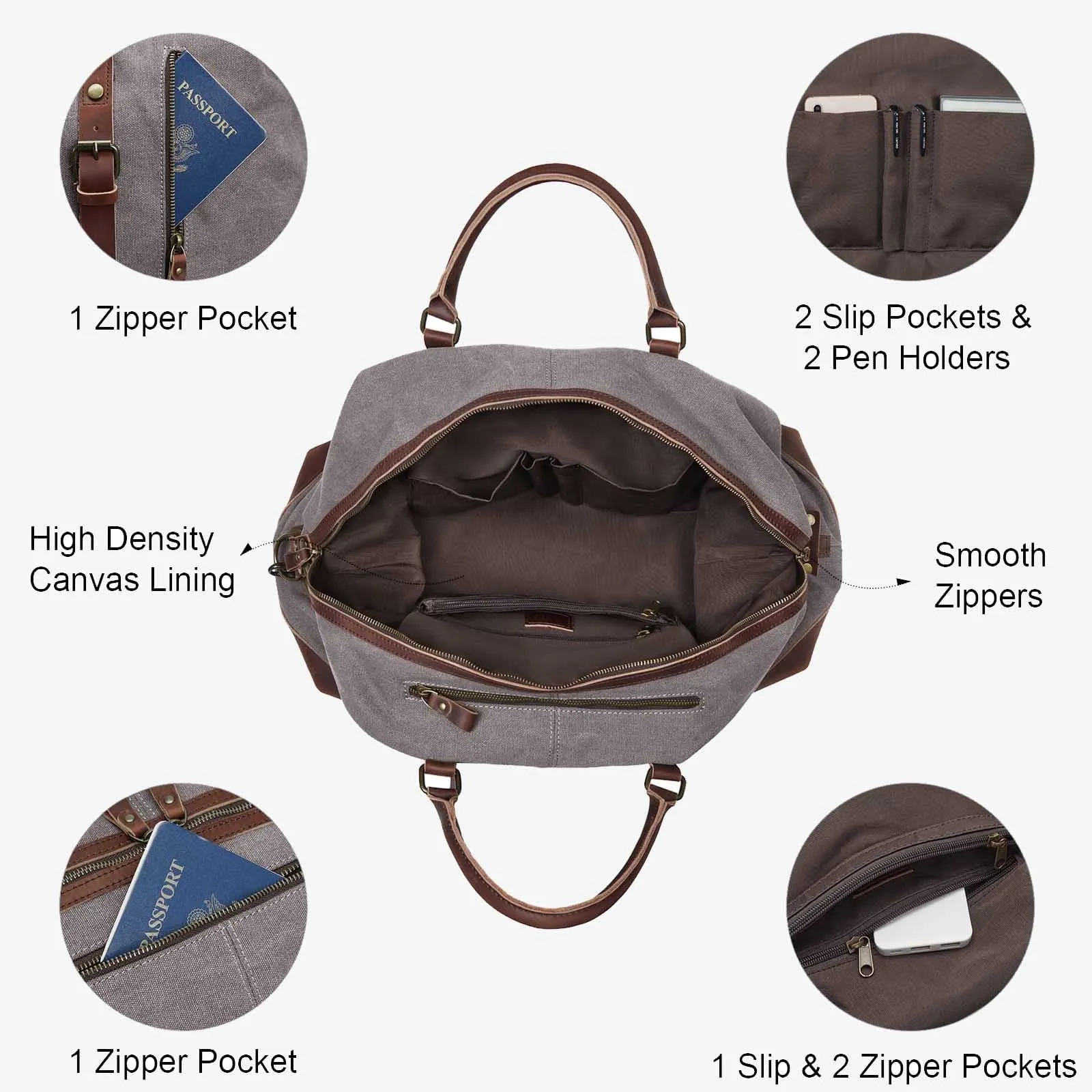 60L Canvas Weekender Duffle Bag