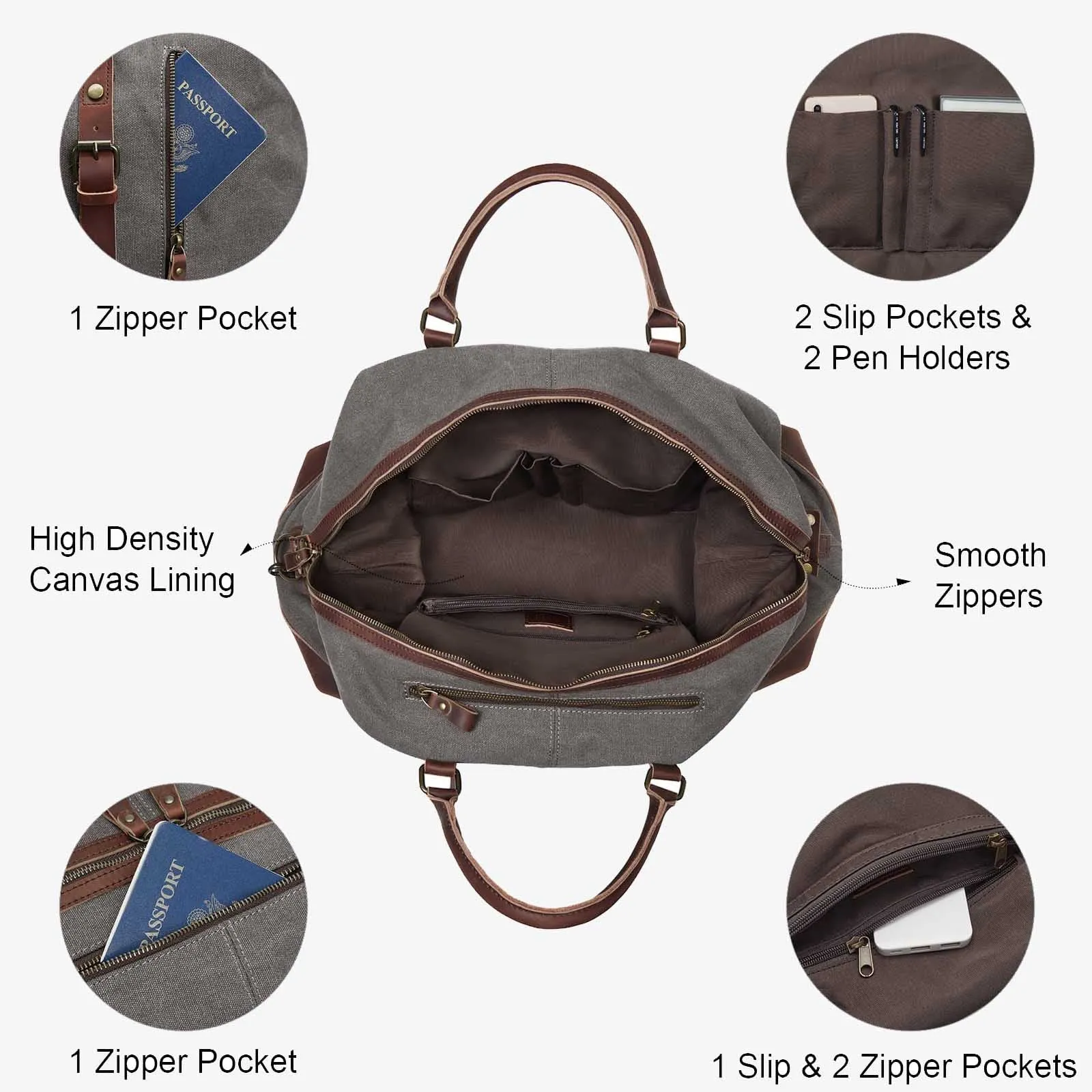 60L Canvas Weekender Duffle Bag