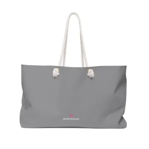 Ash Grey Color Weekender Bag, Solid Grey Color 24"x13" Designer Modern Essential Market Large Tote Bag- Made in USA