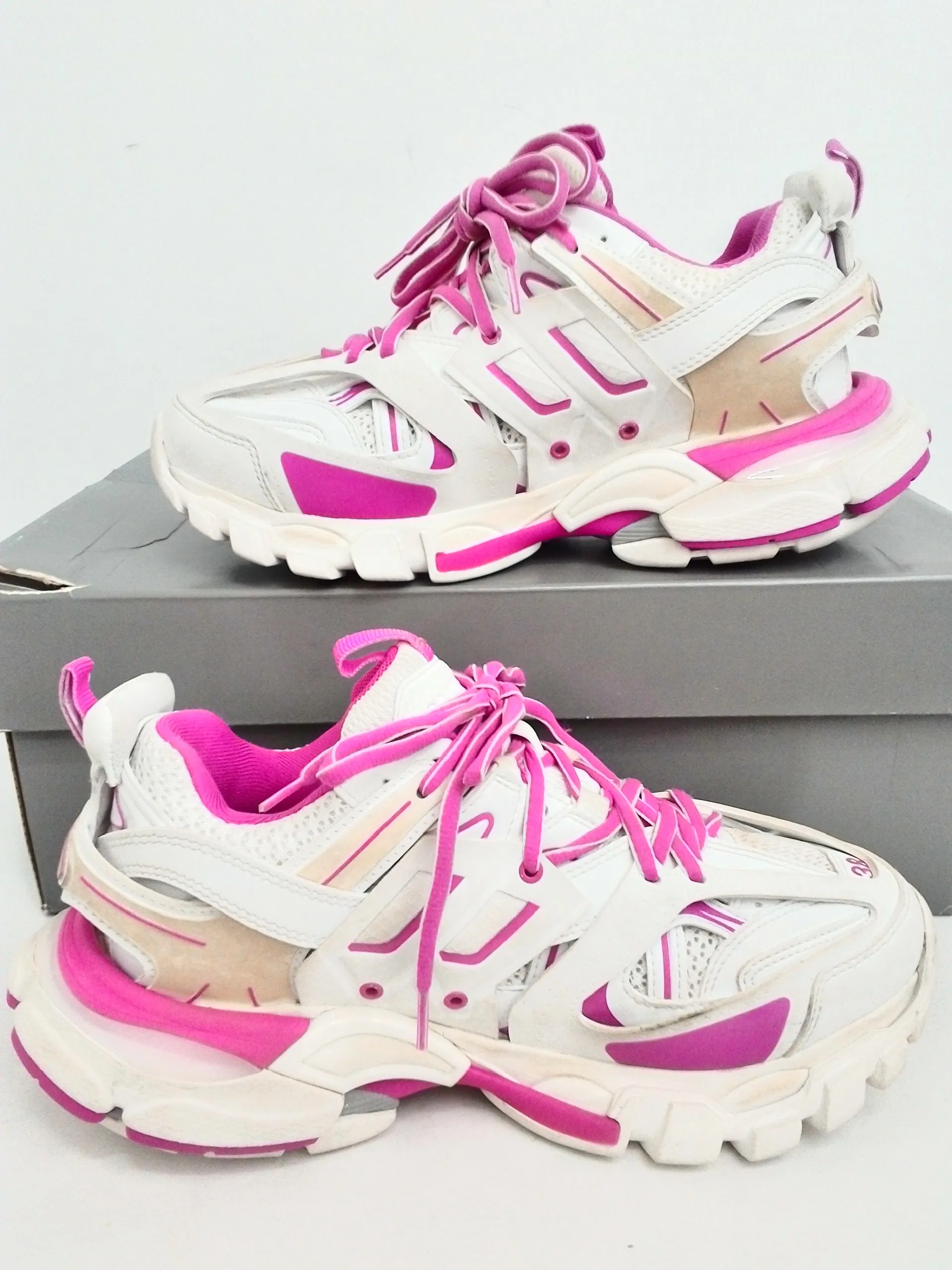 Balenciaga Women's Track Sneaker White Fluo Pink Size 38