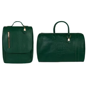 Emerald Green Apollo 2 Faux Crocodile Skin Travel Set