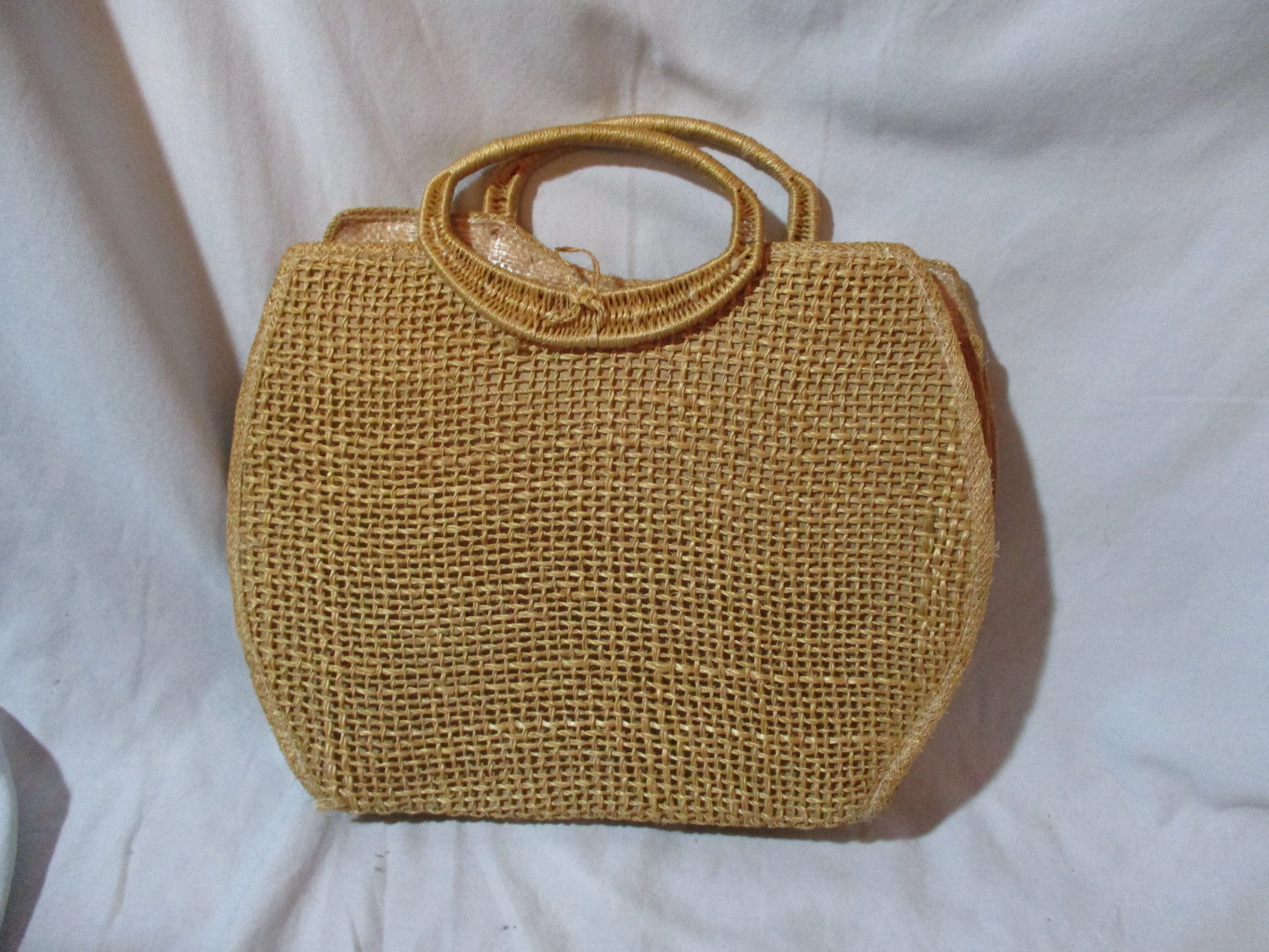 Handmade PHILLIPPINES Woven Straw Embroidered Satchel Shoulder Bag Floral TOTE NATURAL