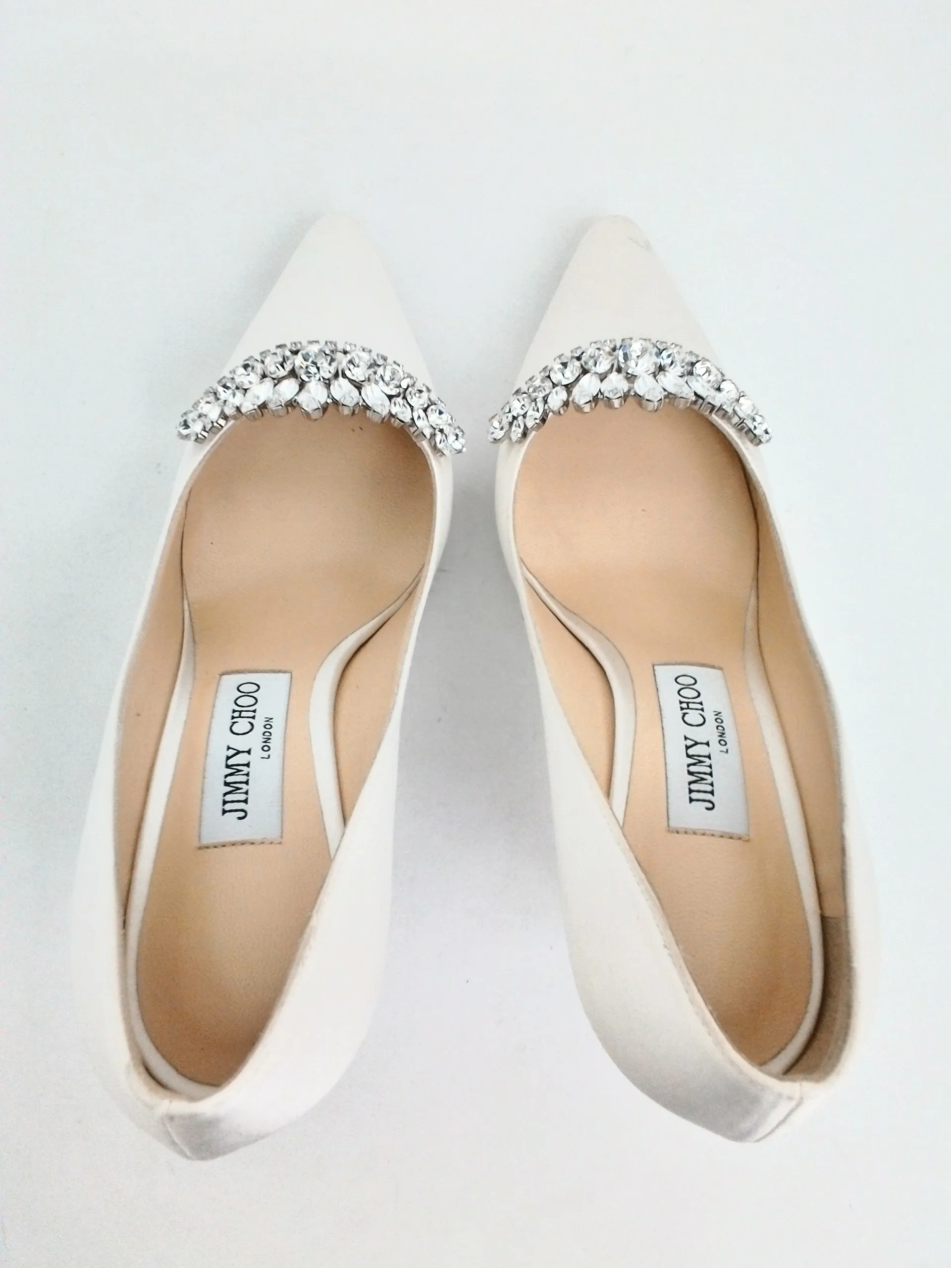 Jimmy Choo Women's Romy Ivory Crystal Heels Size 36.5