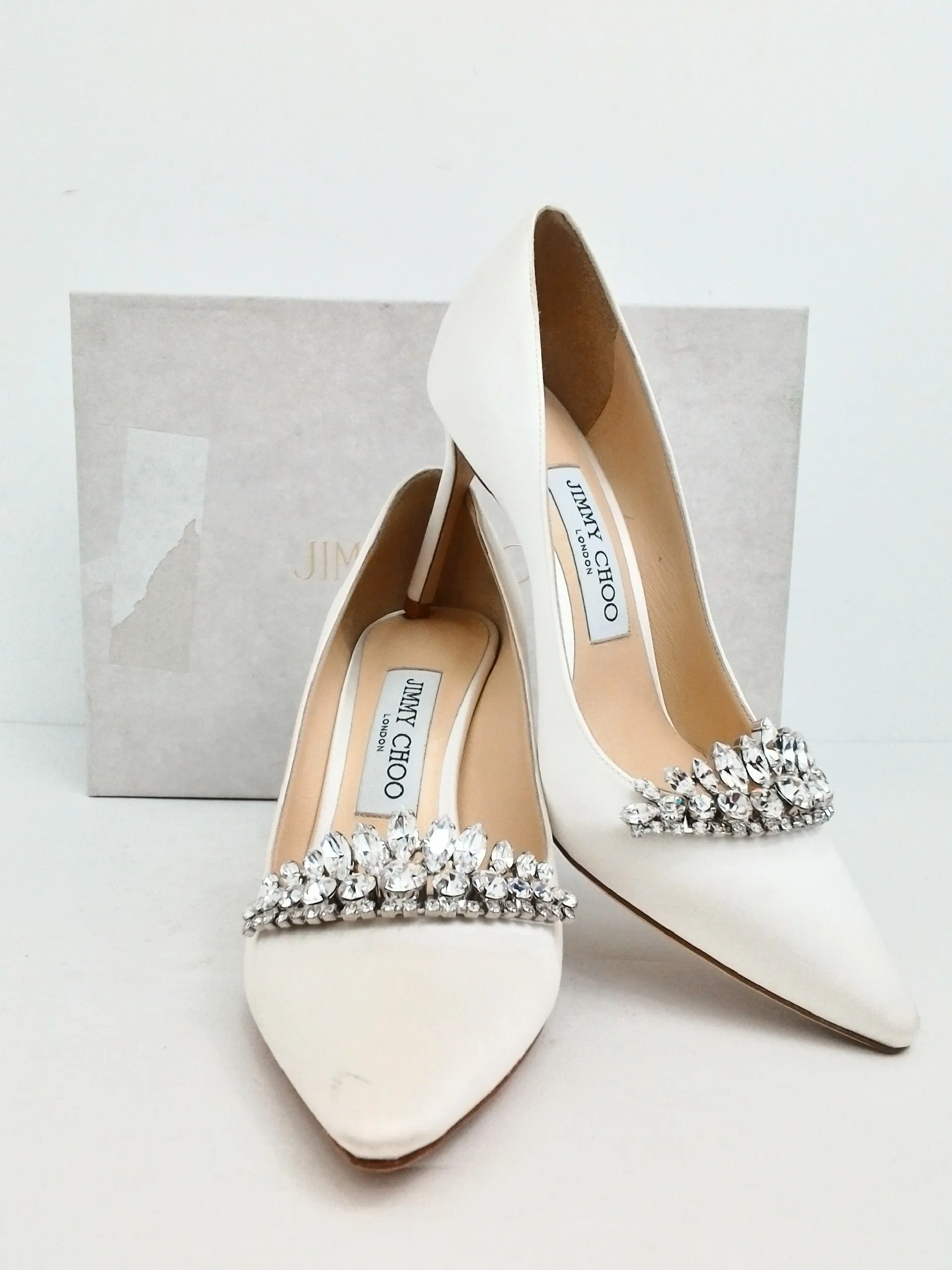 Jimmy Choo Women's Romy Ivory Crystal Heels Size 36.5