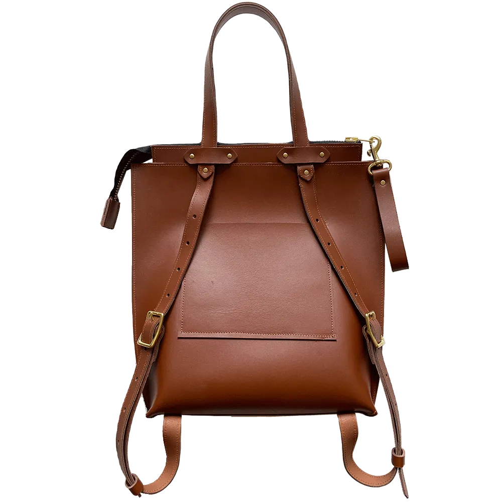 Low Profile Convertible Backpack in Cognac