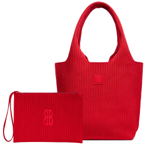 Medium - Red Stripe Tote With Pouch