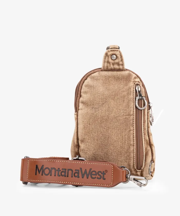 Montana West Aztec Denim Sling Bag