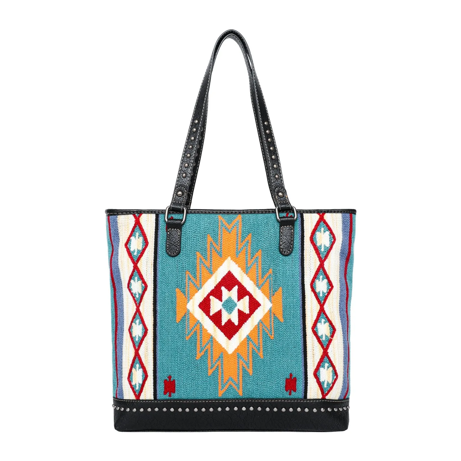 MW1105G-8317 Montana West Aztec Tapestry Tote (Double Sided Design) - Black