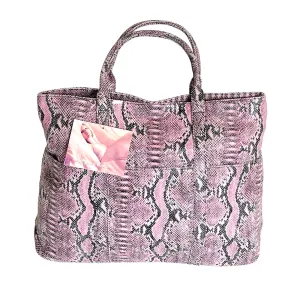 NWT BCBG MAXAZRIA Pink and Black Faux Snakeskin Leather Tote Bag