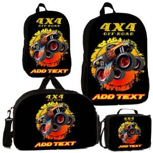 Personalized Full Color Backpacks / Lunch Bag / Duffel Bag - Monster Truck