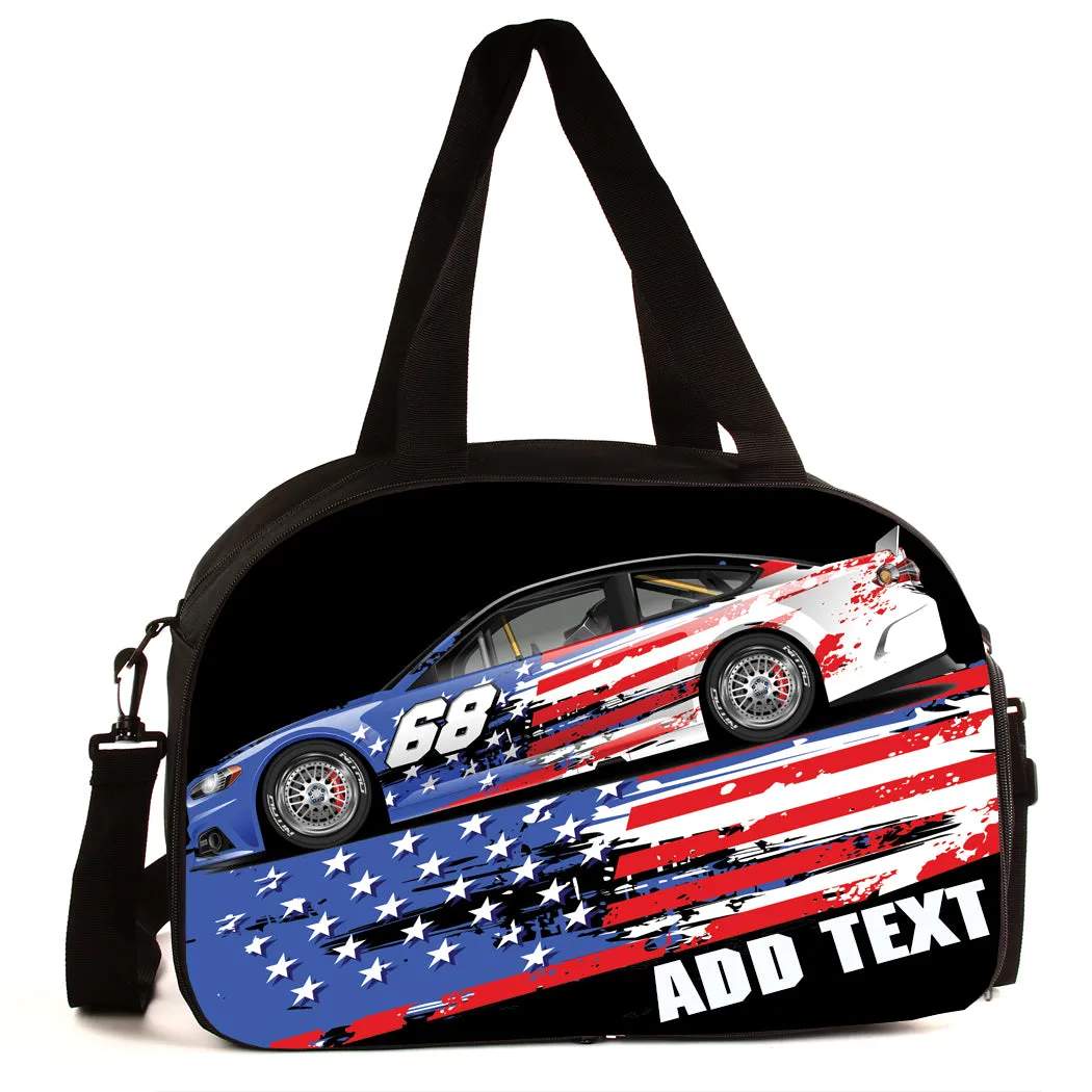 Personalized Full Color Backpacks, Lunch Bag, Duffel Bag, or Water Bottle - Americana Racing