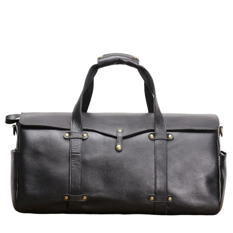 Unisex Women's and Men's genuine cowhide vintage leather duffel travel bag