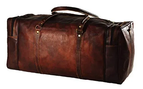 UrbanLeatherZ™ Men's 100% Leather 24in Vintage Brown Duffle Weekend Travel Bag