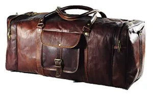 UrbanLeatherZ™ Men's 100% Leather 24in Vintage Brown Duffle Weekend Travel Bag